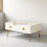 Bone Inlay Optical Design 1 Drawer Coffee Table | Bone Inlay Optical Design 1 Drawer Center Table